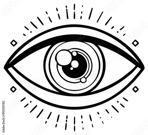 Black and White Third Eye Illustration Spiritual Symbolism Divination Vision Occult Magic Insight Spirituality