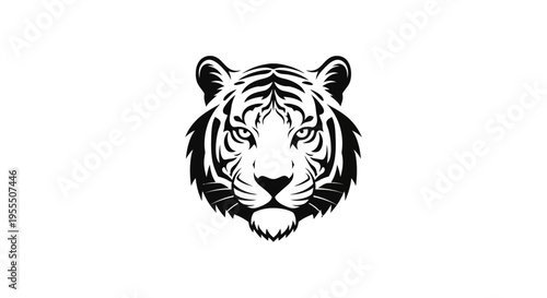 Minimalist Black and White Tiger Head Logo Design with Bold Features