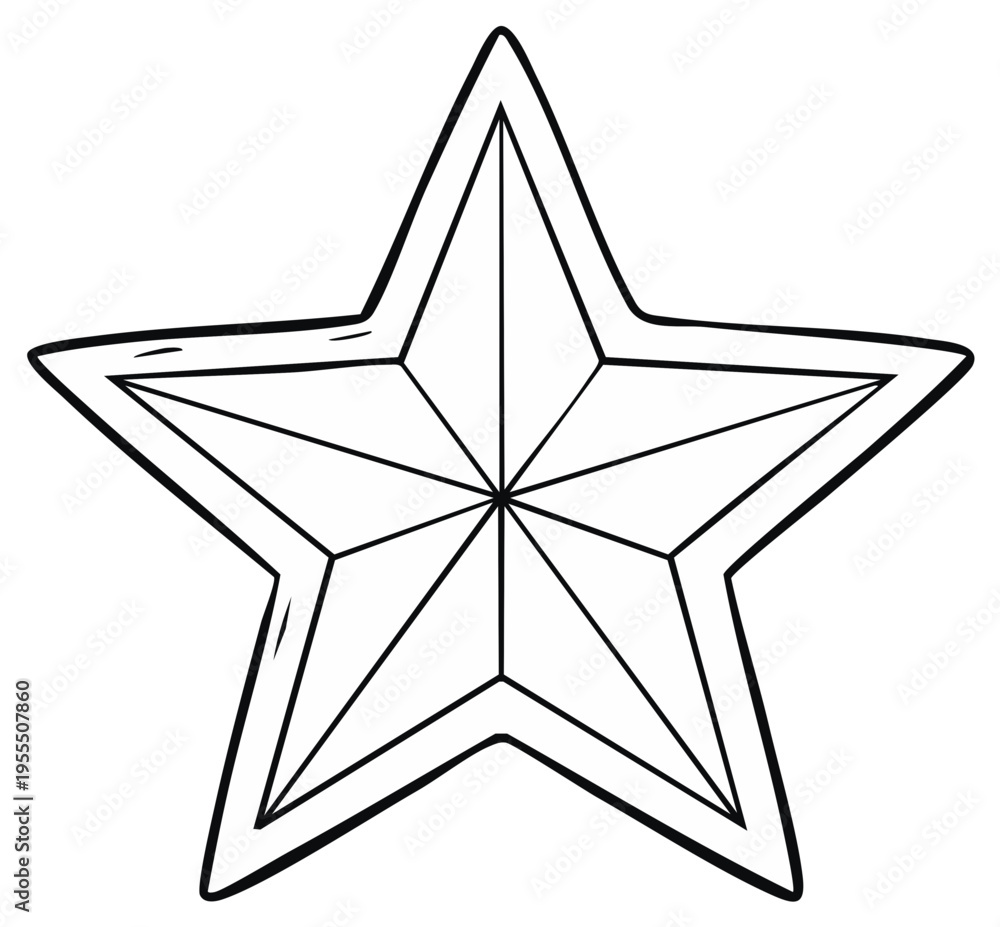 Obraz premium Outline of Detailed Five Pointed Star Symbol Art