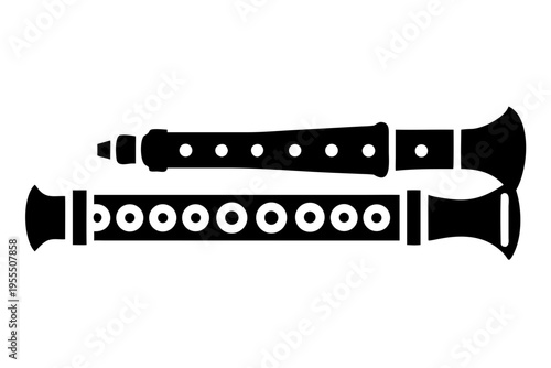 recorder silhouette illustration for woodwind flute music instrument education and performance design