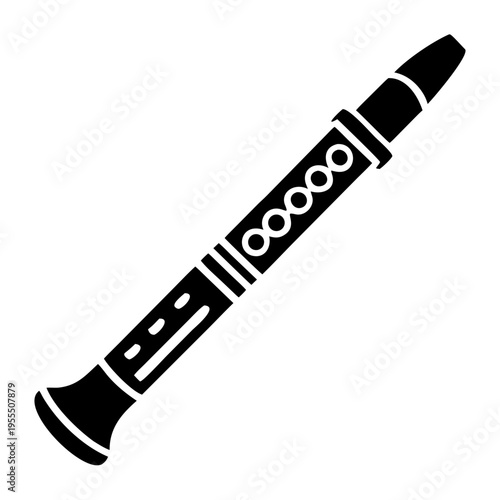 shakuhachi silhouette icon illustration for traditional japanese bamboo flute music and cultural design