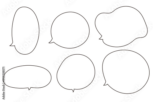手書き風 吹き出し セット シンプル 線画 イラスト 素材