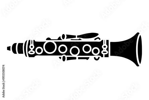 clarinet silhouette illustration for woodwind music instrument orchestra band and performance design