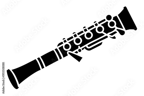 clarinet silhouette illustration for woodwind music instrument orchestra band and performance design