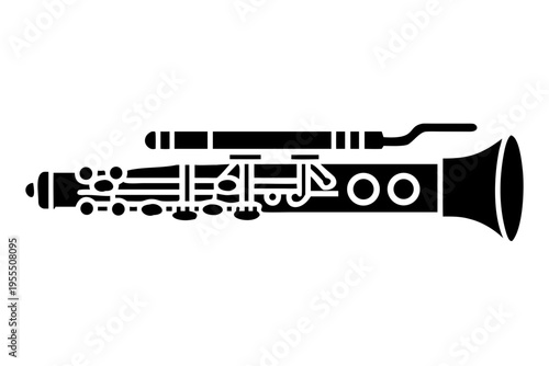 bass clarinet silhouette illustration for woodwind music instrument orchestra band and performance design