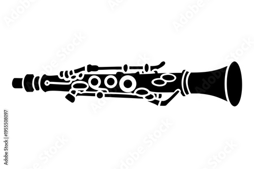 alto clarinet silhouette illustration for woodwind music instrument orchestra band and performance design