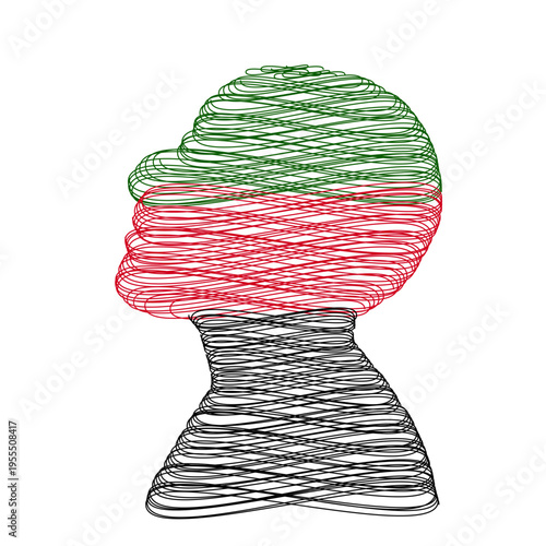 Mental health and psychology: bipolar disorder concept. dual mind metaphor. brain, mood, and emotional states. therapy, diagnosis, and mental wellness. contrasting thoughts and feelings. Vector PNG