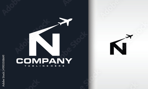 letter N airplane take off logo