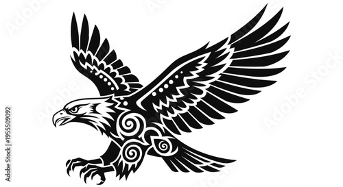 Stylized black and white eagle illustration showcasing strength and freedom in bold graphic design