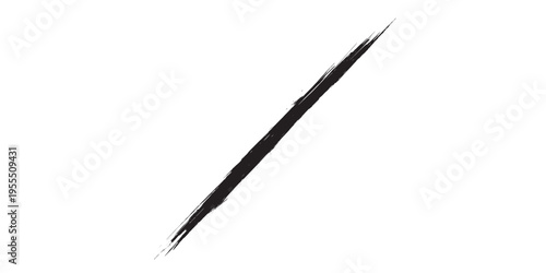 Black brush stroke diagonal line on white background.