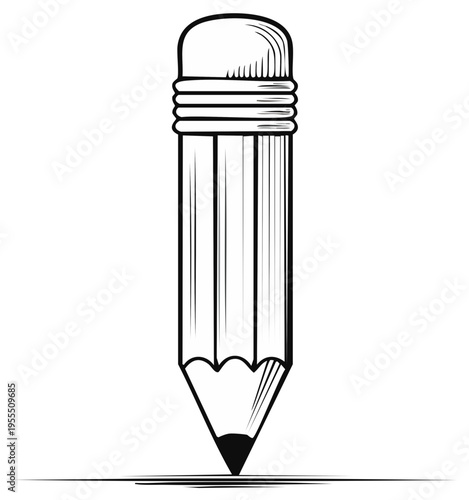Black and White Pencil with Eraser, Drawing, Sketching, and Writing Concept