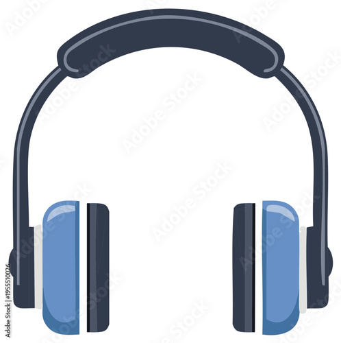 Simple vector illustration of blue and black over-ear headphones for music and audio