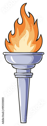 Stylized Illustration of a Flaming Torch Symbolizing Victory and Achievement