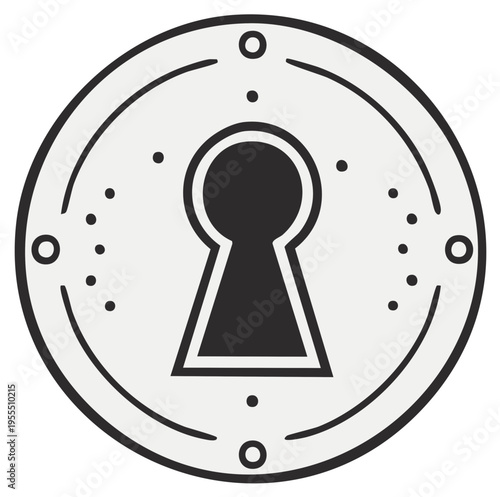 Abstract keyhole design on a circular frame