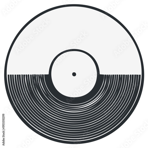 Abstract Circular Vinyl Record Graphic with Grooves and Label Element
