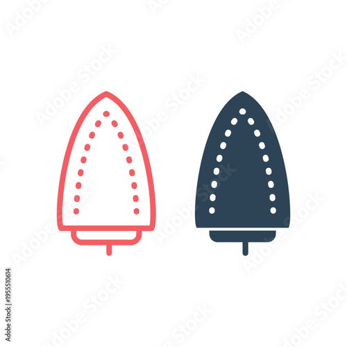 Steam iron icons set. Home appliance, Housekeeping tool vector.