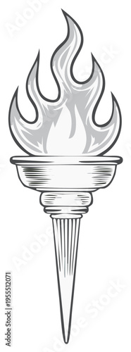 Torch Illustration Symbolizing Flame and Light for Celebration or Competition