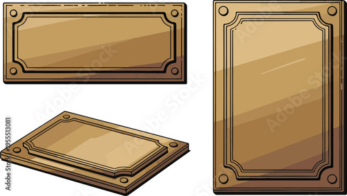 Blank wooden plaques for text, rectangular and square shapes