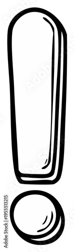 Hand Drawn Exclamation Mark Symbol for Emphasis and Importance in Design