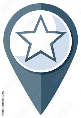 Blue Map Pointer with Star Icon Indicating Location of Favorite Place