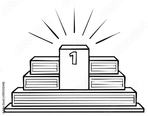 Winner Podium Vector Illustration: Number One Place Achievement