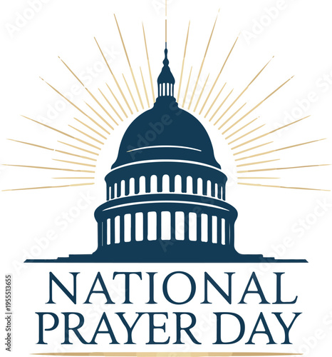National prayer day capitol building silhouette with golden rays on backdrop