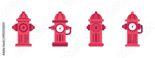 Red fire hydrant flat icon isolated, symbolizing firefighting, emergency water access, and urban infrastructure, clean vector illustration
