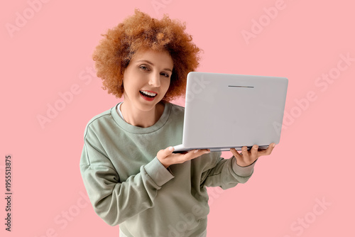 Redhead female freelancer w...