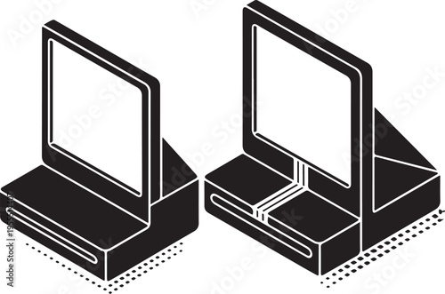 Computer monitor with docking station isometric tech hardware tools