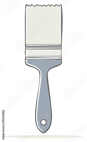 Isolated Paint Brush with Gray Handle: Home Improvement Tool for Painting Projects, DIY, and Repairing