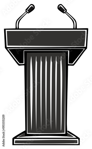 Conference podium with two microphones, illustration