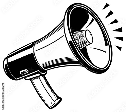 Bold Megaphone Graphic Illustrating Loud Communication Public Announcement and Marketing Alert