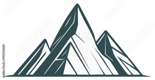 Stylized mountain range with three peaks in geometric and abstract design.
