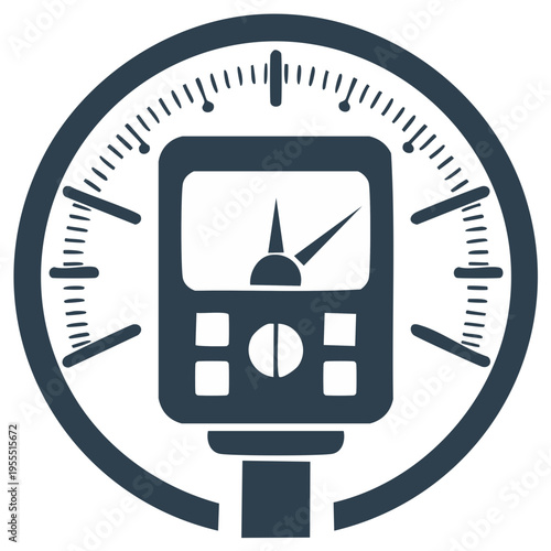 Industrial pressure gauge icon with analog dial for measuring and monitoring systems