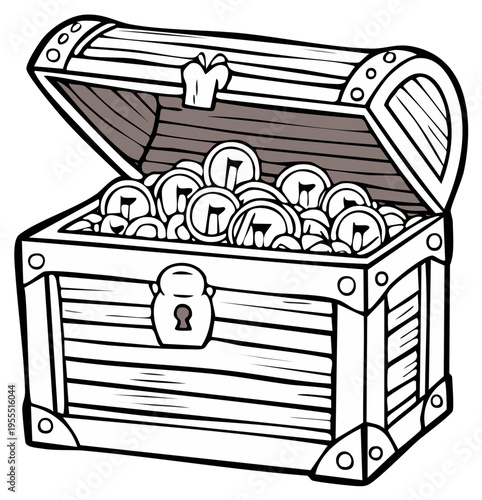 Open Treasure Chest Filled with Coins