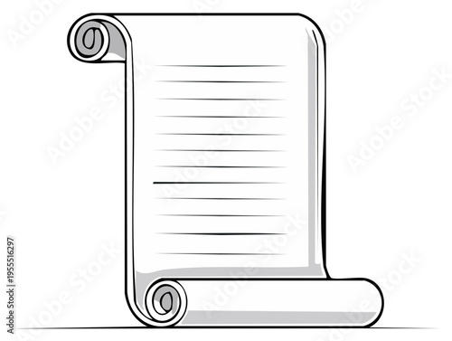 Ancient blank parchment scroll unrolled to reveal lines for a historic document or manuscript.