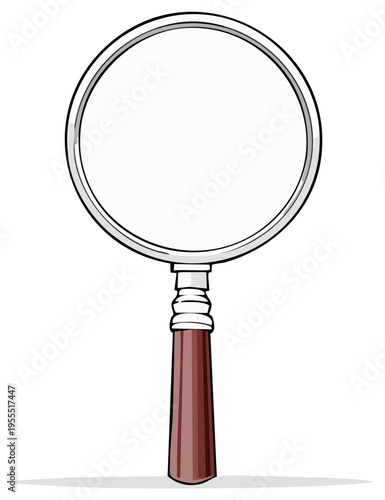 Classic Magnifying Glass Illustration with Wooden Handle Search and Discovery