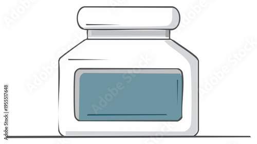 Hand drawn vector illustration of a classic ink bottle with a blank label for writing or art projects