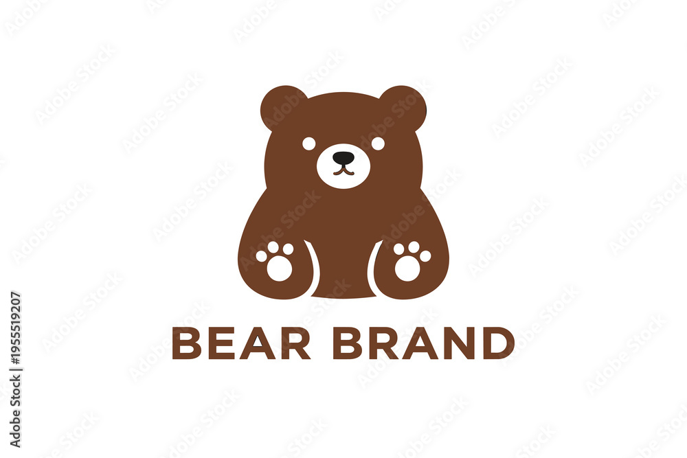Obraz premium Cute Brown Sitting Bear Logo with 