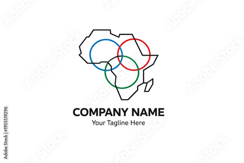 Africa Map Logo with Interlocking Circles - Company Name Placeholder Template