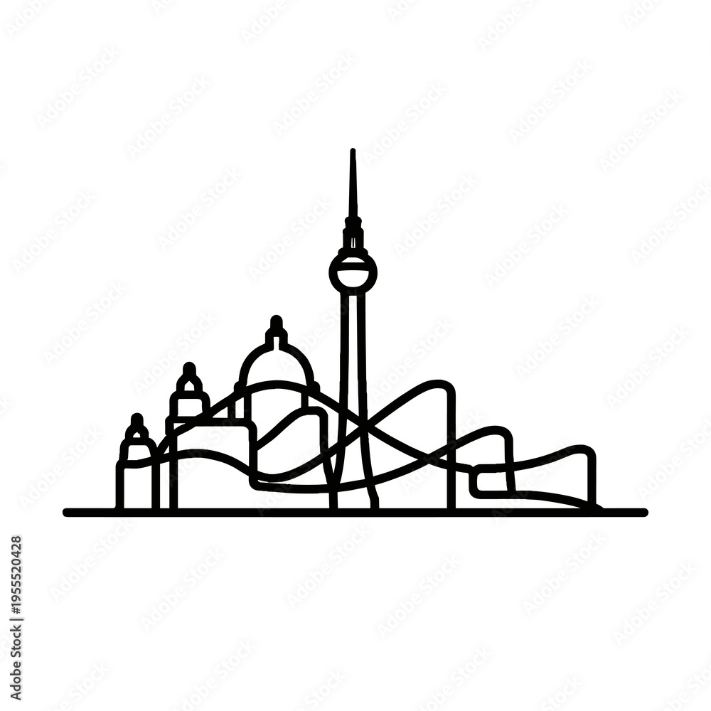 Fototapeta premium Berlin Skyline with Continuous Line Art – Minimalist Cityscape Illustration