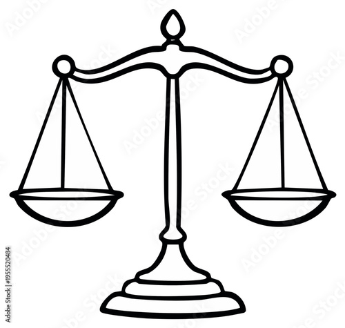 Line Drawing of a Justice Scale Symbol Representing Balance Fairness and Legal Concepts