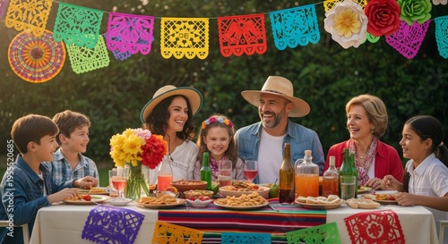 Multi Generational Family Gathered Around Festive Dinner Table