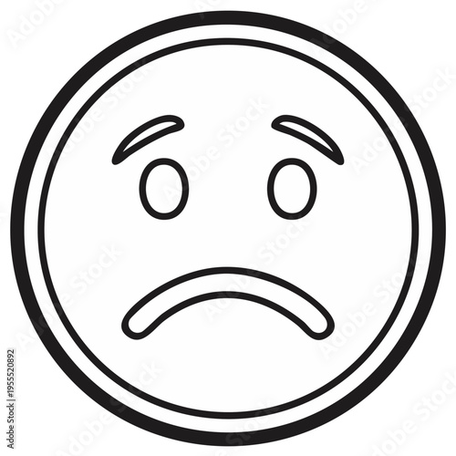 Sad Face Emoji Outline Icon Expressing Disappointment and Unhappiness