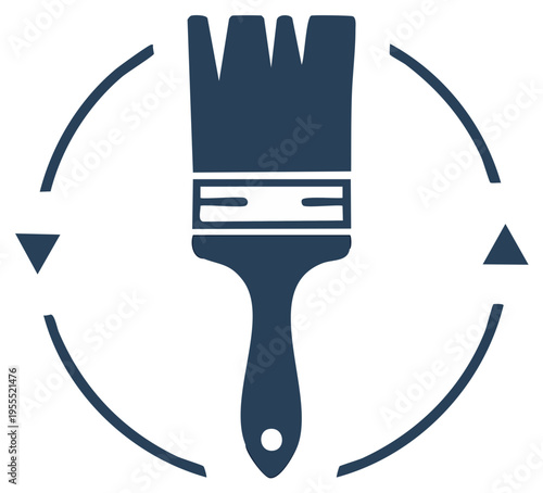 Paintbrush Icon with Circular Arrow for Creative Process, Redo, and Artistic Update