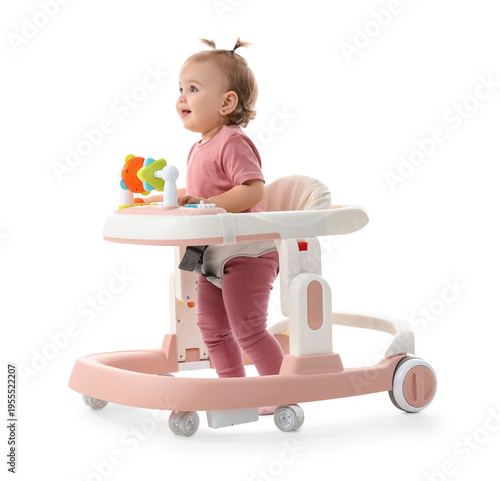 Little baby girl using walk...