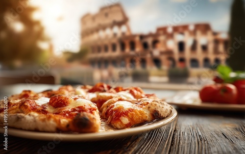 Authentic Italian Pizza in Front of the Roman Colosseum
