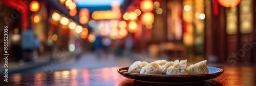 Delicious Steamed Dumplings at a Vibrant Asian Night Market