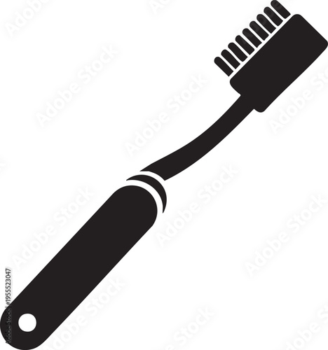 A black illustration of a brush with bristles and handle