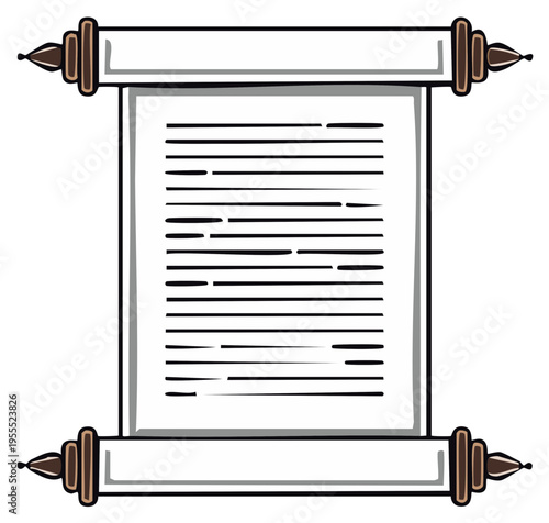 Ancient Scroll with Text Illustration. Historical Document Design Concept.